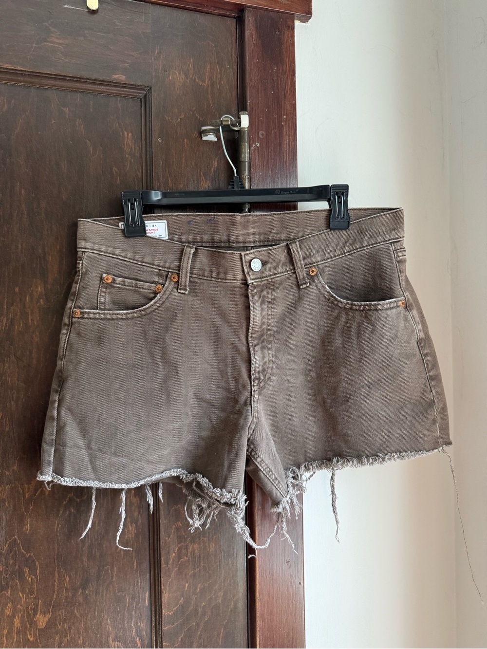 GAP Frayed Hem Brown Denim Shorts